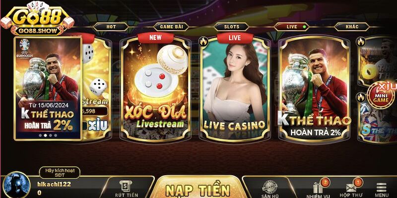 Các sản phẩm cá cược hấp dẫn tại sảnh live casino Go 88