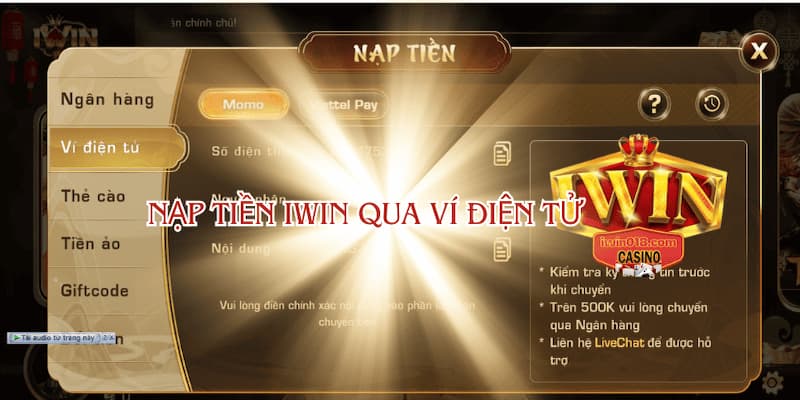 Quy trình chuyển quỹ vào tài khoản IWIN